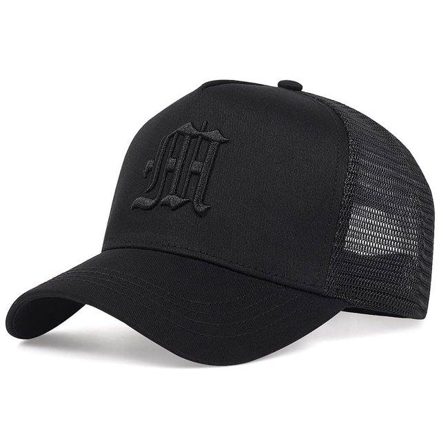 Unisex Gothic Letter Embroidery Baseball Net Caps Spring and Summer Outdoor Adjustable Casual Hats Sunscreen Hat Black Adjustable