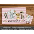 thumbnail image 2 of Printtoo Kids Placemat & Coaster Set Personalized Birthday Christmas Gifts For Girls,Stripe & Animals-8x11.5 Inch, 2 of 5