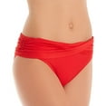 thumbnail image 3 of BLEU Women's Red Stretch Sarong Lined Ruched Waistband Full Coverage Hipster Swimsuit Bottom 14, 3 of 10