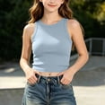 thumbnail image 2 of akafmk Teen Girls Tank Tops Ribbed Knit Crop Tops Slim Crewneck Casual Summer Sleeveless Tops 9-14 Years, 2 of 7