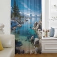 thumbnail image 6 of Nature Forest Sheer Curtains 45 Inches Long, Blue Sky Mountain Stone Lake Landscape Light Filering Curtains, Breathable Simi Curtain Privacy Drapes for Kitchen Bathroom Small Window Treatment, 6 of 9