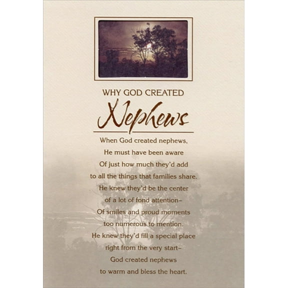 Designer Greetings Why God Created Nephews Religious Die Cut Window Birthday Card