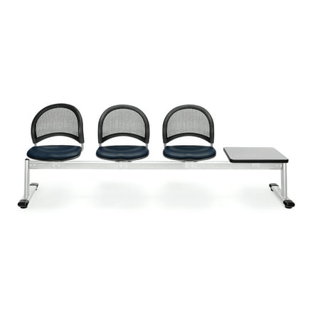 Seat Beam Seating (Ofminc Group Seating Furniture Starmoon Series 4-Unit Durable Beam Base Navy 3 Vinyl Seats & 1 Gray)