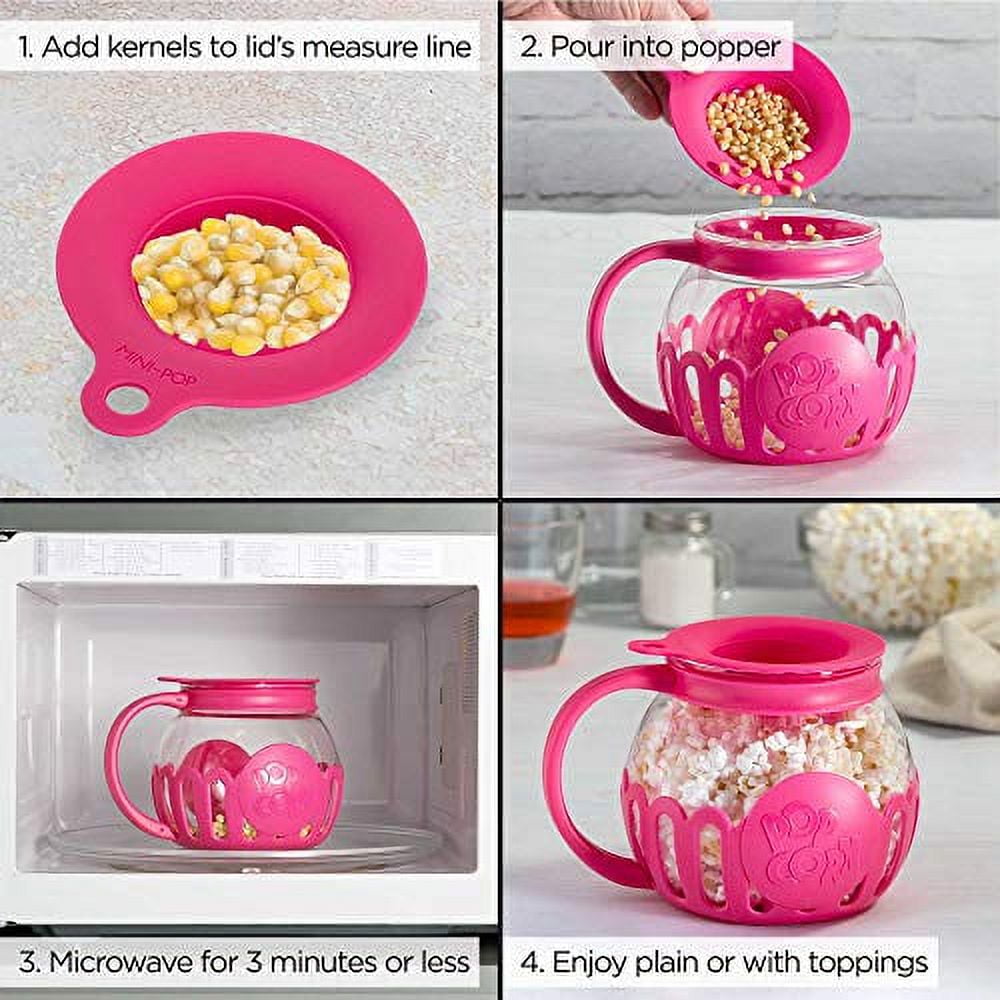 Microwave Glass Popcorn Popper, Borosilicate Glass, 3-in-1 Lid Measure–  SearchFindOrder