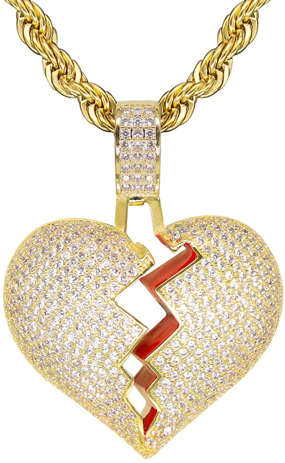Broken Heart Pendant Necklace Hip Hop 