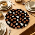 thumbnail image 5 of Halloween Round Placemats Set of 6 – Cute Ghost & Jack-o'-Lantern Pattern Heat Resistant Table Mats for Kitchen Dining & Party Decor (15 Inch), 5 of 6