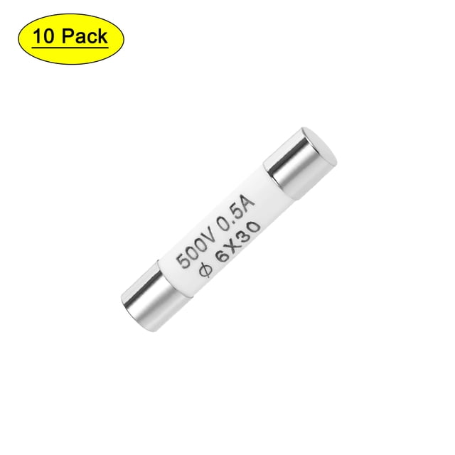 Fusible de cartucho automotriz 0.5A 500V 6x30mm de acción rápida reemplazo para alarma de audio de estéreo de automóvil amplificador cerámico 10pcs