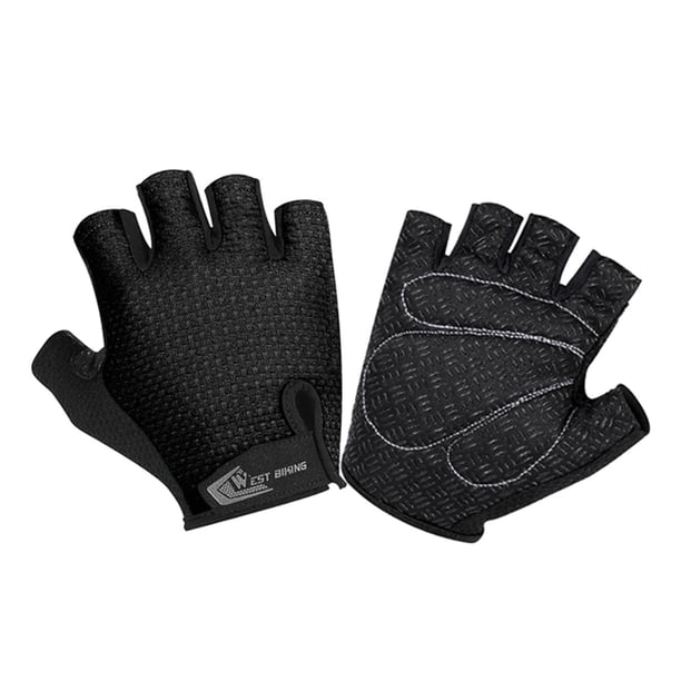 Guantes de ciclismo de medio dedo para hombre y mujer, ligeros, unisex Negro M
