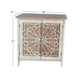 thumbnail image 4 of DecMode 29" x 31" Brown Wood 2 Door Geometric Cabinet with Carved Relief Overlay, 1-Piece, 4 of 17
