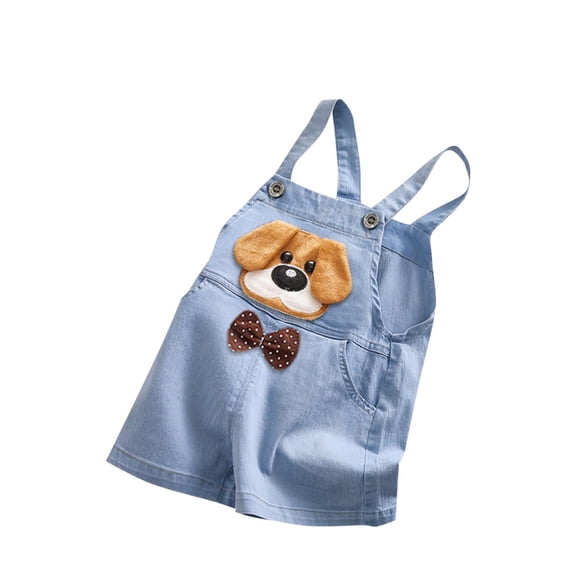Kids Girls Denim Overalls Shorts, Adjustable Straps & Side Pockets, Kids Girl Light Blue Overall Shorts 0-4 Years,Size 1-2T