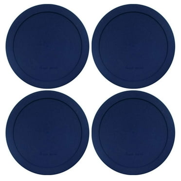 Wood Grip Lids for Pyrex and Anchor Round Glass Containers Works For 6/7 Cups - 6-Cups, Blue-4 PACK