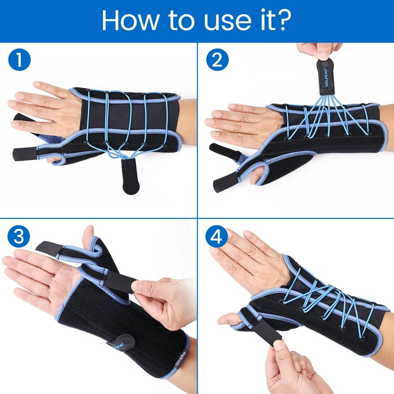 VELPEAU Wrist Brace with Thumb Spica Splint (Drawstring, Left Hand,Medium)