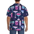 thumbnail image 3 of Fotbe Wine Glasses And Cocktails Camisa Estampada de Manga Corta para Hombre, Casual de Verano, Estilo Playero, Sin Arrugas-Small, 3 of 5