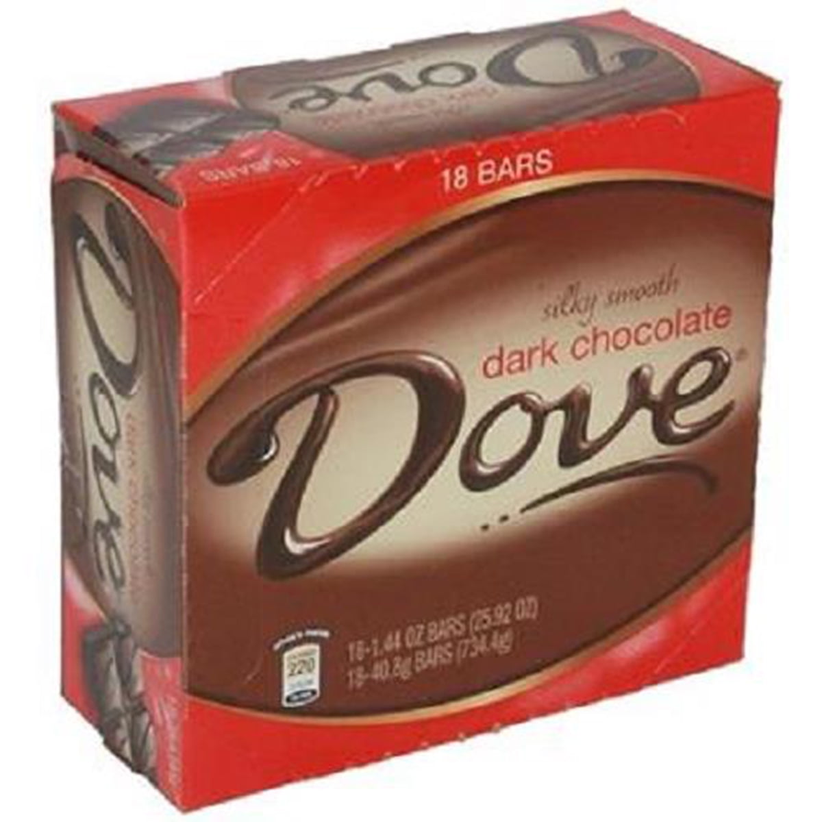 DOVE Dark Chocolate Singles Size Candy Bar 1.44Ounce Bar 18Count Box