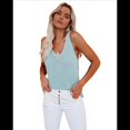 thumbnail image 1 of Camisola de Cuello en V para Mujer, Corte Entallado, Versátil, Color Liso, Sin Mangas, de Punto Básico, Verde XXXL, 1 of 10
