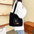 thumbnail image 5 of Simple Soft Bear Print Coin Purse Travel Ladies Phone Pouch Corduroy Handbag Casual Tote Shoulder Bags Cartoon Shopping Bags BLACK, 5 of 8