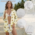 thumbnail image 6 of Xoenoiee Bee Sunflower Print Womens Button Down Shirts Long Sleeve Blouse Tunic Tops Cover Up Shirt Side Split Loose Beach Bikini Dress, 3XL, 6 of 7