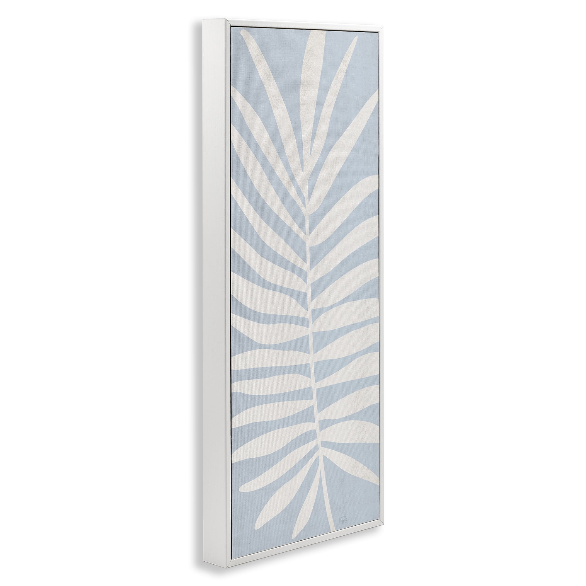 Stupell Industries Leaf Silhouette on Sky Blue White Framed Giclee Art, design by Natalie Carpentieri