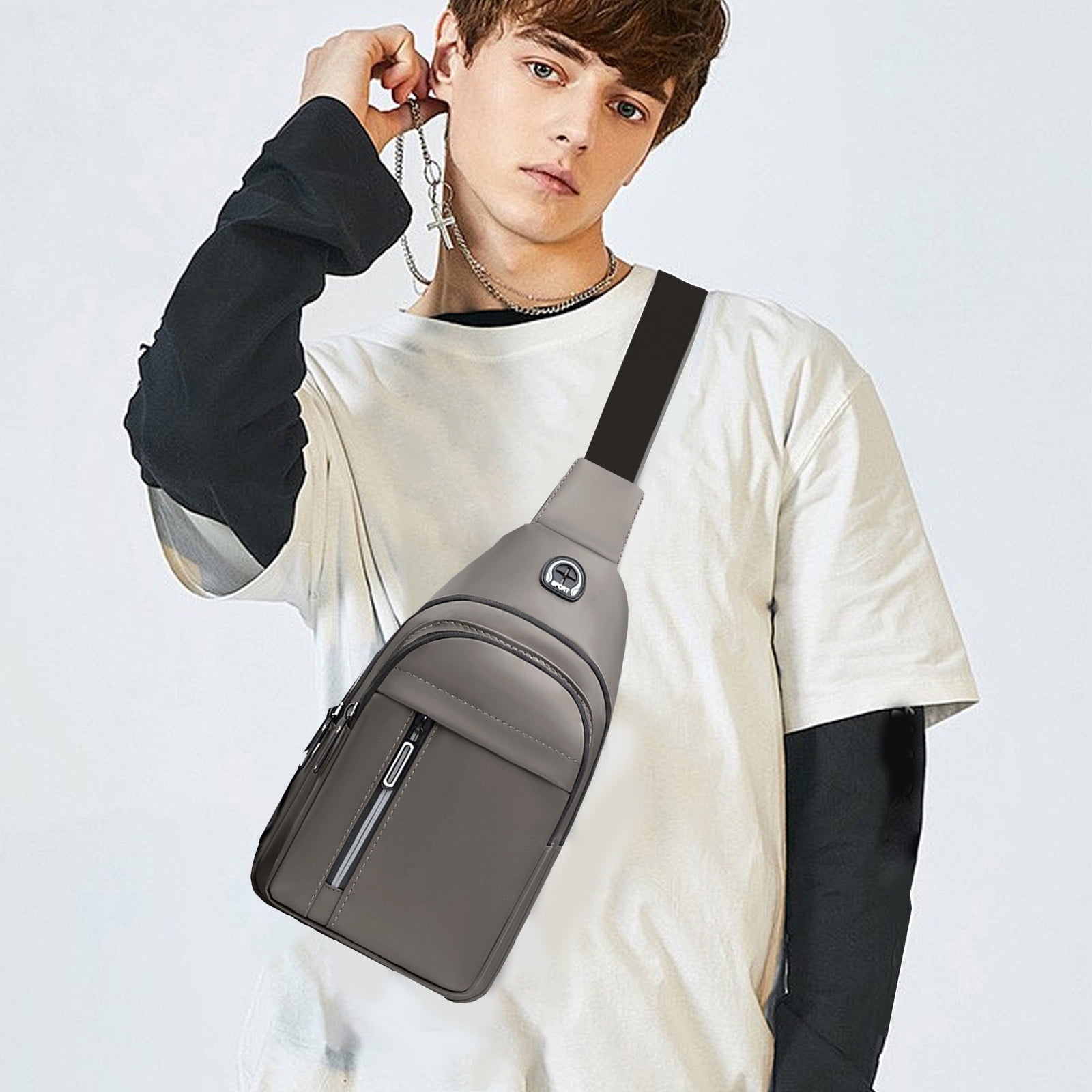 Gyedtr Sling Bag Sling Multi-Layer Backpack Crossbody Bag