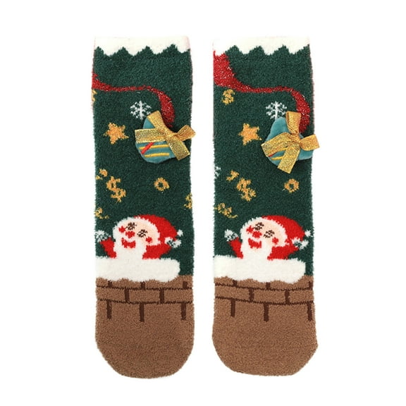 EnJoCho Clearance Loafer Socks Womens Christmas Children Coral Pile Warm Parents and Children Socks Cartoon Baby Socks Adult Xmas Winter Themed Charming Socks Heated Socks Bulk Red Green Cute&Fun