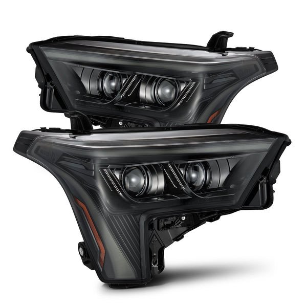 AlphaRex USA Headlight Assembly 880873 Luxx-Series; LED Bulb; Projector Beam With Amber Daytime Running Light/Amber Sequential Signal; Clear Polycarbonate Lens; Alpha Black Polypropylene Housing