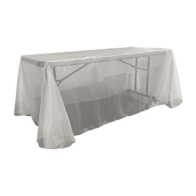 LA Linen TCOrgz90X132-Ivory025 Sheer Mirror Organza Rectangular Tablecloth, Ivory - 90 x 132 in.