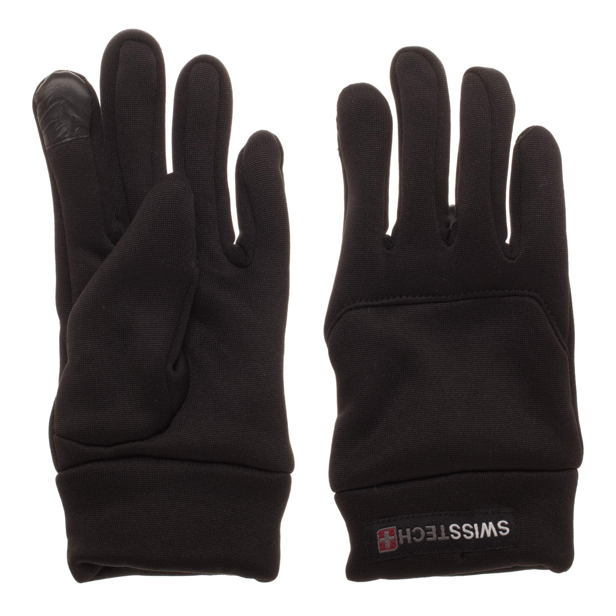 Swiss Tech Youth Black Fleece Ski Glove Liner with Texting Fingertips