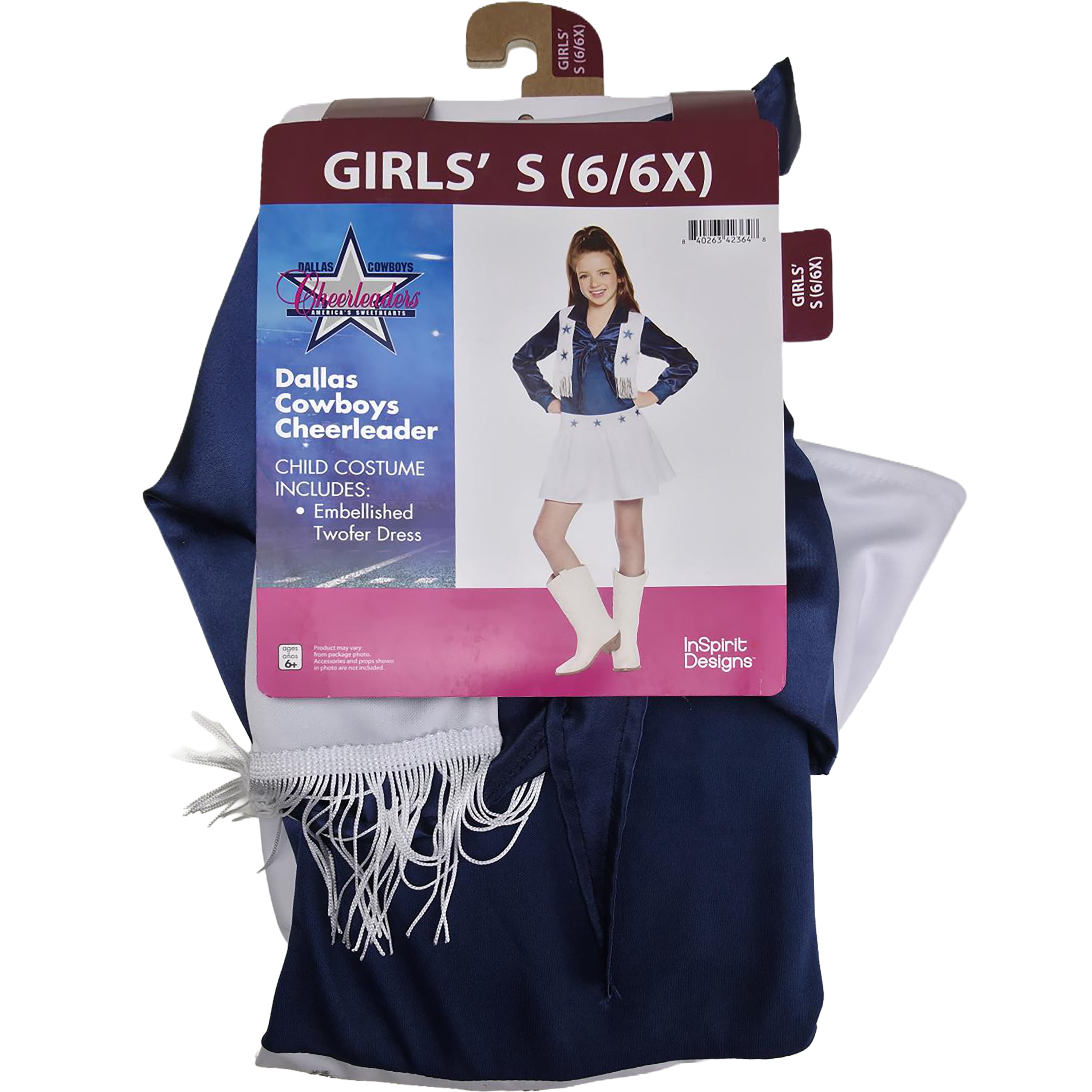 Dallas Cowboy Cheerleader, Halloween Costume for Children, Girls Size S (6/6x), by Inspirit Designs