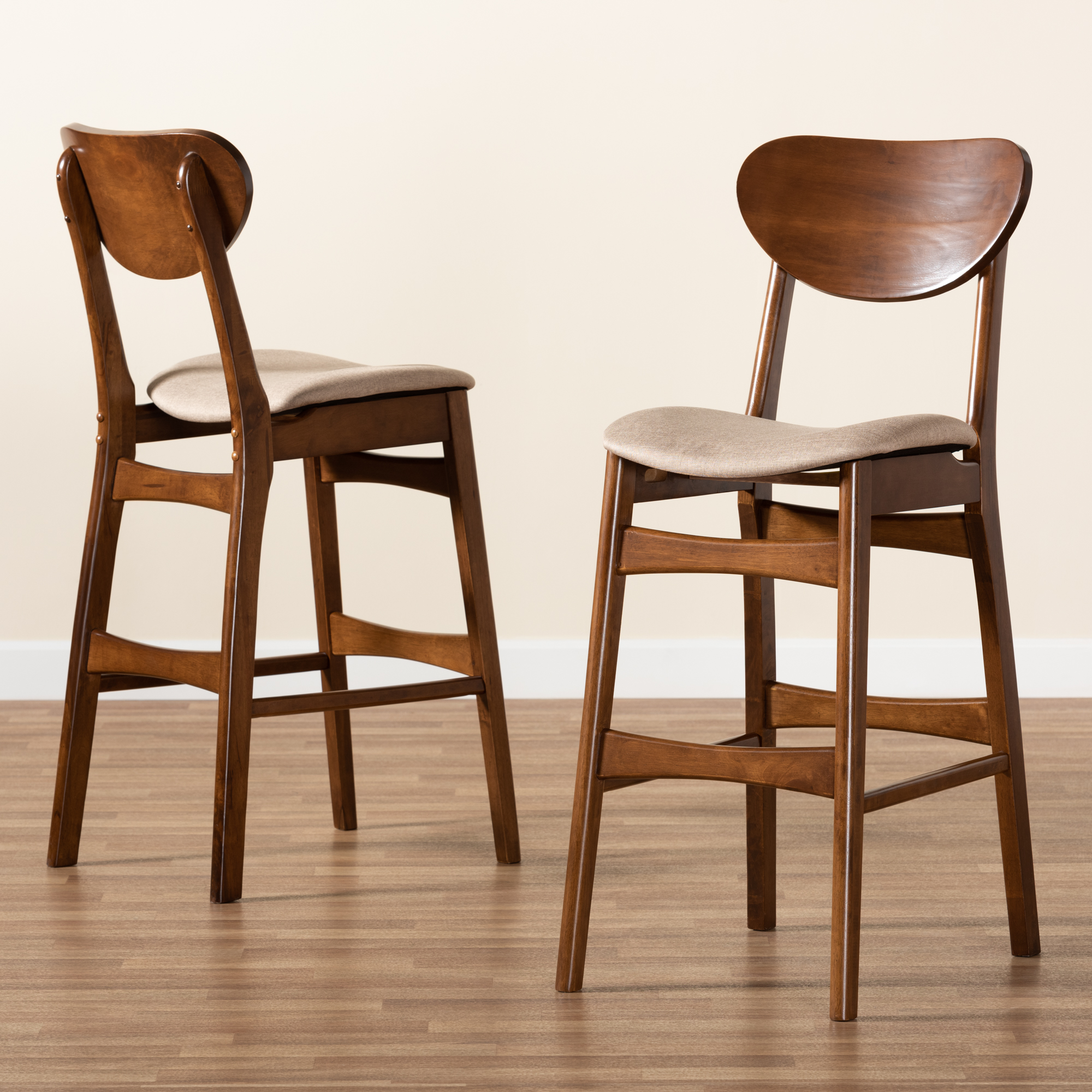 Baxton Studio Katya Bar Stool, Sand, Set of 2