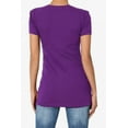 thumbnail image 2 of Women's & Juniors Basic Round Crew Neck Short Sleeve Stretch Cotton Spandex T-Shirts, 2 of 4