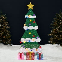 Best Choice Products 6ft Lighted 2D Christmas Tree Outdoor Decor w/ 170 LED Lights, Gift Boxes, Storage Bag - Multicolor