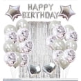 thumbnail image 1 of Juego de 16 pulgadas con letras de feliz cumpleaños en dorado y negro, conjunto de suministros para fiesta estilo cortina de seda con lentejuelas y globos negros, 1 of 6