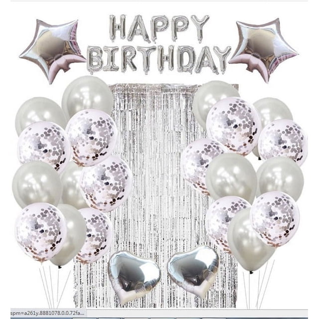 Juego de 16 pulgadas con letras de feliz cumpleaños en dorado y negro, conjunto de suministros para fiesta estilo cortina de seda con lentejuelas y globos negros