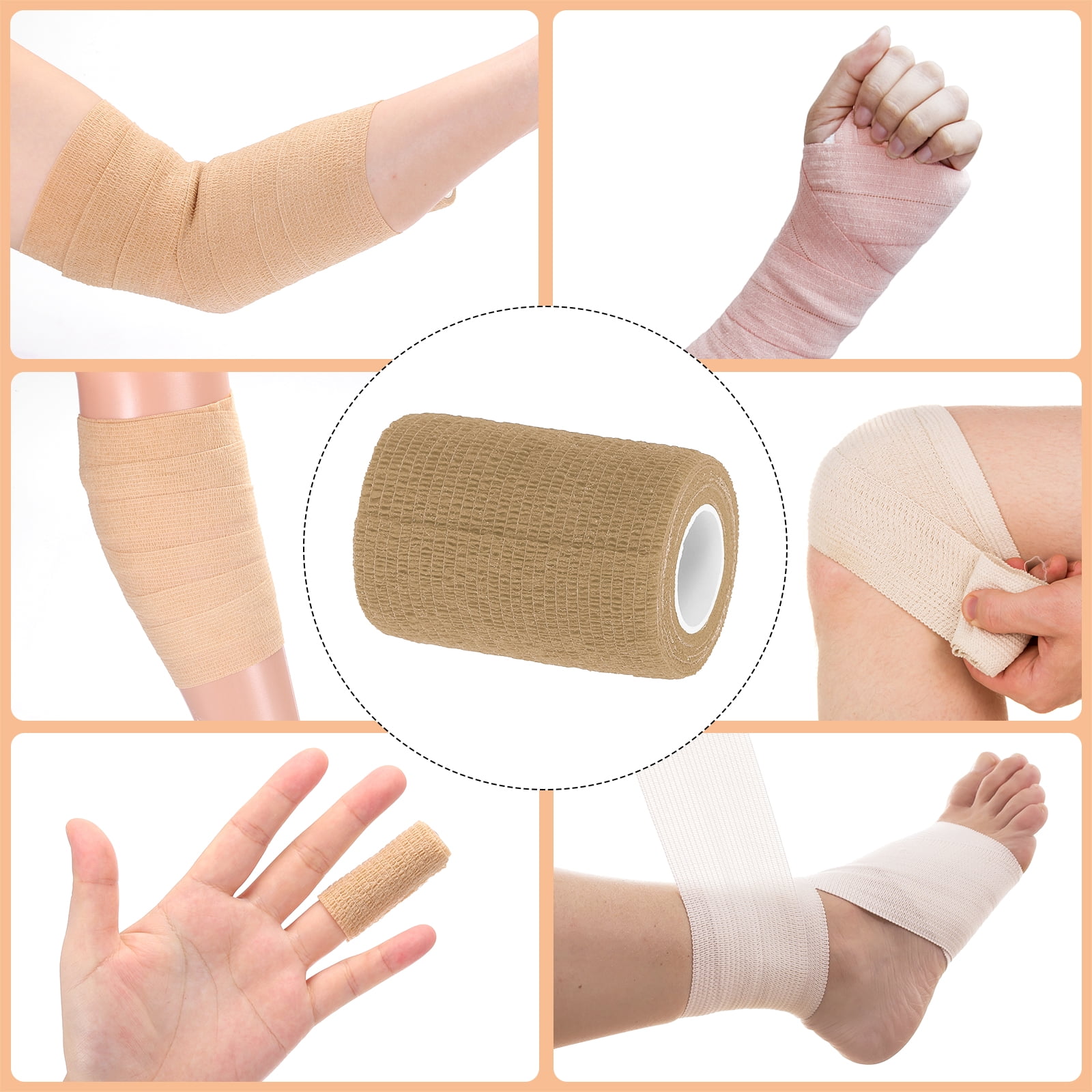 12 Rolls Adhesive Elastic Tape Elastic Bandage,3" x 5 Yards Wrap Stretch Wrist Knee Tape,Khaki
