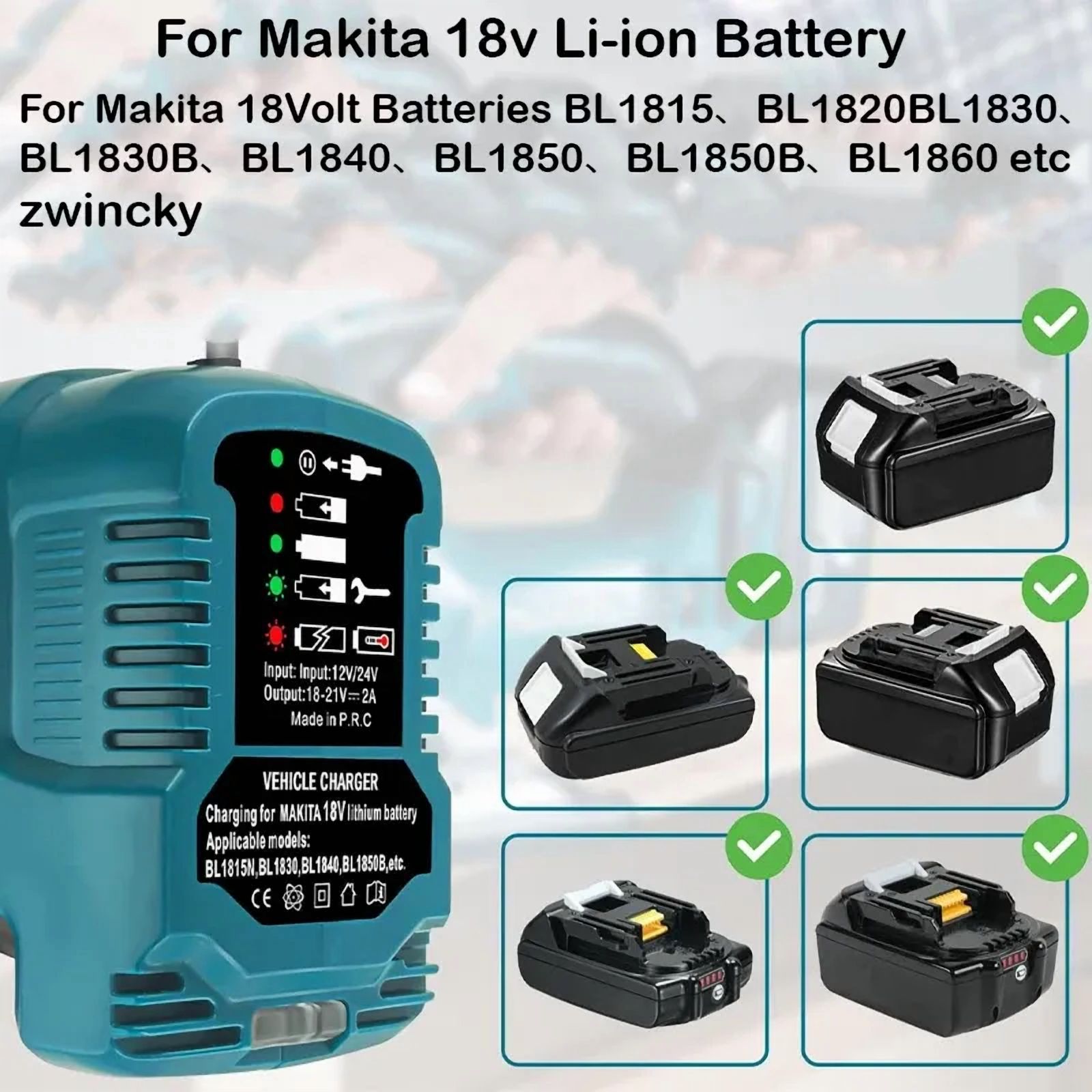 US plug Charger For Ma-kita 18V Li-ion Battery BL1850B BL1860B BL1830B Portable Mini Fast Charger with LED Indicator