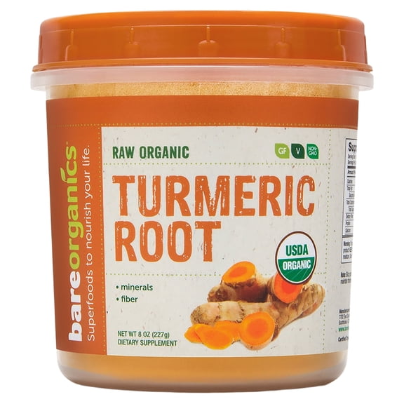 BAREORGANICS Turmeric (Curcuma) Root Powder (Raw-Organic) (8oz) 227g