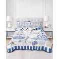 thumbnail image 3 of Quilts Twin XL Size, Navy Blue Coastal Soft Comforter Bedding Set for Bed, Summer Nautical Lighthouse Starfish Lightweight Quilted Bedspread with Pillow Cover(2 Pieces) for All Season, 68x98 Inch, 3 of 6