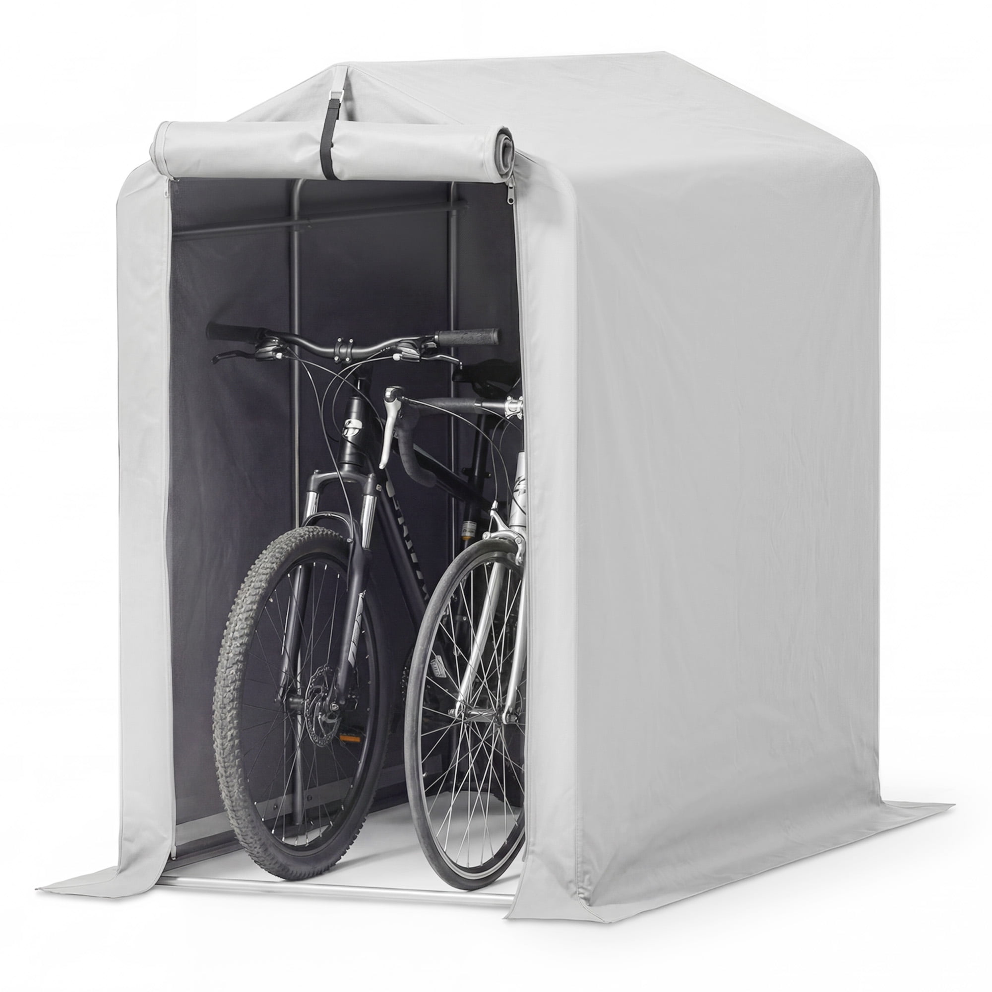 Homall Outdoor Storage Shed 3x6x5 ft Metal Carport with Durable Oxford Fabric Cover and Roll-Up Zipper Door, Waterproof UV Resistant Outdoor Storage shelter for Bike, Motorcycle, Garden Tools, Silver