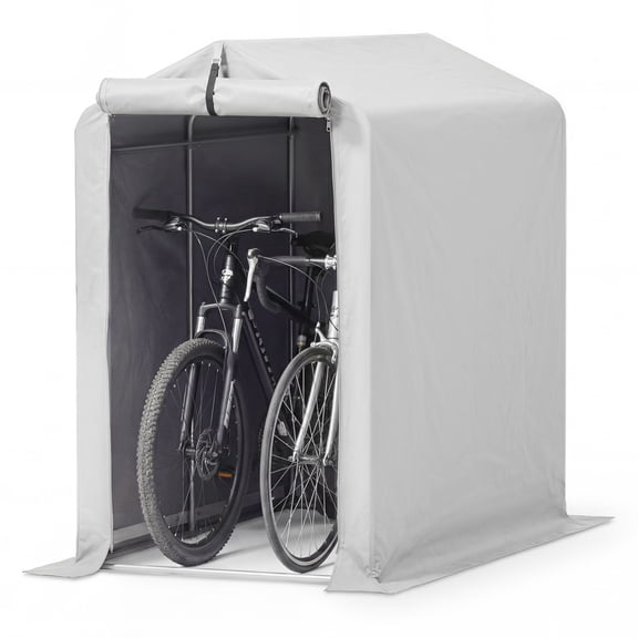 Homall Outdoor Storage Shed 3x6x5 ft Metal Carport with Durable Oxford Fabric Cover and Roll-Up Zipper Door, Waterproof UV Resistant Outdoor Storage shelter for Bike, Motorcycle, Garden Tools, Silver