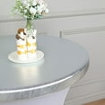 BalsaCircle Silver Round Fitted Metallic Spandex Cocktail Table Top ...