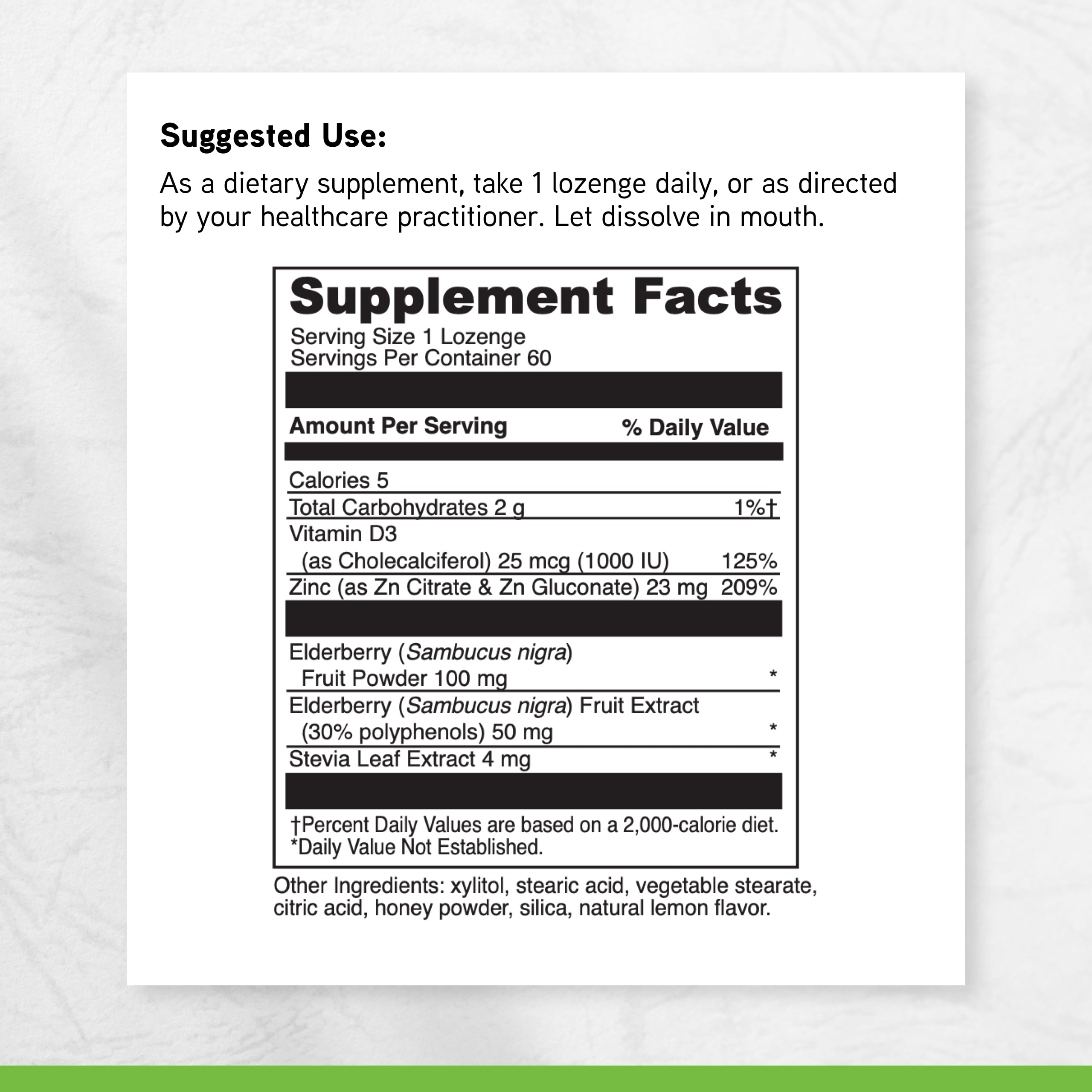 DaVinci Labs Zinc Lozenge + Elderberry - Support Immune System* - Lemon Flavor - 60 Lozenges