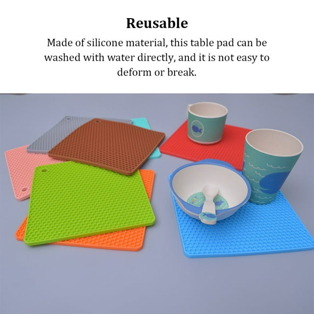 Heats Insulation Table Mat Dish Plate Pot Pad Insulation Coaster Square Coaster Nonslip Placemat Desk Countertop Protector Kitchen Draining Gray Blue