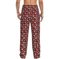 thumbnail image 3 of Uemuo Red Floral Pattern Men's Wide Leg Palazzo Lounge Pants with Pockets Light Weight Loose Comfy Casual Pajama Pants-Small, 3 of 9
