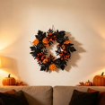 thumbnail image 5 of Halloween Wreaths for Front Door,16.5 inch Black Maple Leaves Wreath with Pumpkin,Halloween Door Wreath for Indoor Outdoor Wall Window Porch Patio Garden Farmhouse Home Party Prom Decor,Z-Black, 5 of 8