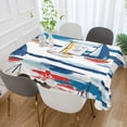 thumbnail image 2 of Yayeee Tablecloths 54" x 54" Rectangle Wrinkle Resistant Party Table Cover, Dark Blue Hand Drawn Sailboats, 2 of 8