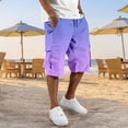 thumbnail image 2 of Men's Gradient Cargo Shorts, Drawstring Waist Loose Fit Utility Bottoms with Pockets, Summer Casual Streetwear for Outdoor Wear, 2 of 5