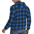 thumbnail image 6 of Pofeuu Blue Black Plaid Print Mens Casual Hooded Collar Drawstring Hoodies Pullover Sweatshirts Casual Long Sleeve Shirts-Medium, 6 of 7