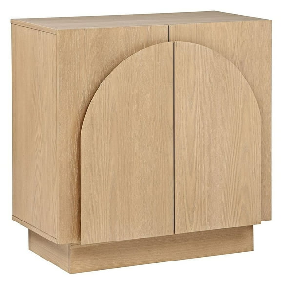 Best Master Furniture Questa Scandinavian Mid-Century 2-Door Cabinet with Arch Handles, Light Oak