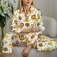 thumbnail image 6 of Honeii Tiger Lion print Women's Pajama Sets Long Sleeve Button Down Sleepwear Nightwear Soft Pjs Lounge Sets-Large, 6 of 7