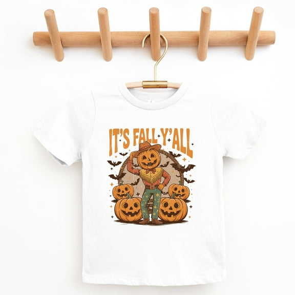 It's Fall Y'all Pumpkin Cowboy - Youth Short Sleeve Graphic T-Shirt and Toddler Short Sleeve Graphic T-Shirt